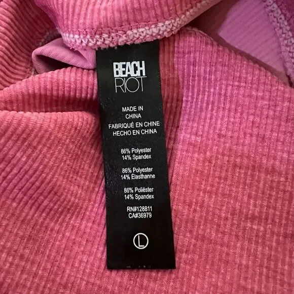 Beach Riot Active Alani Yoga Pants Ribbed Slit Front Hem in Pink Size Large - Picture 9 of 10